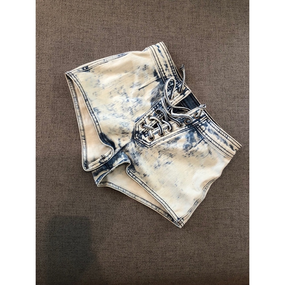 Lace-Up Jean Shorts
